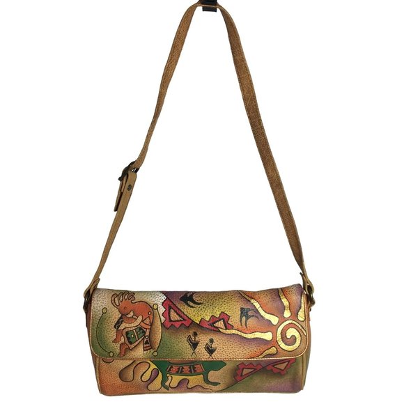Anuschka NEVER USED Handpainted Leather Shoulder Bag Southwest Tribal - Picture 2 of 12